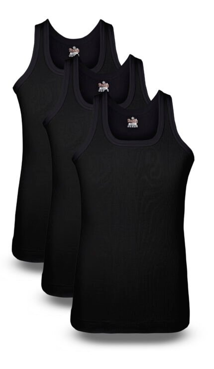 Rib Vest Black Sleeveless 3 Pack Softy knitwear