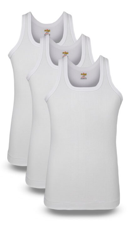 Rib Vest White Sleeveless 3 pack Softy knitwear