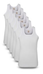 Rib Vest White Sleeveless 6 pack Softy knitwear