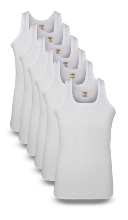 Rib Vest White Sleeveless 6 pack Softy knitwear