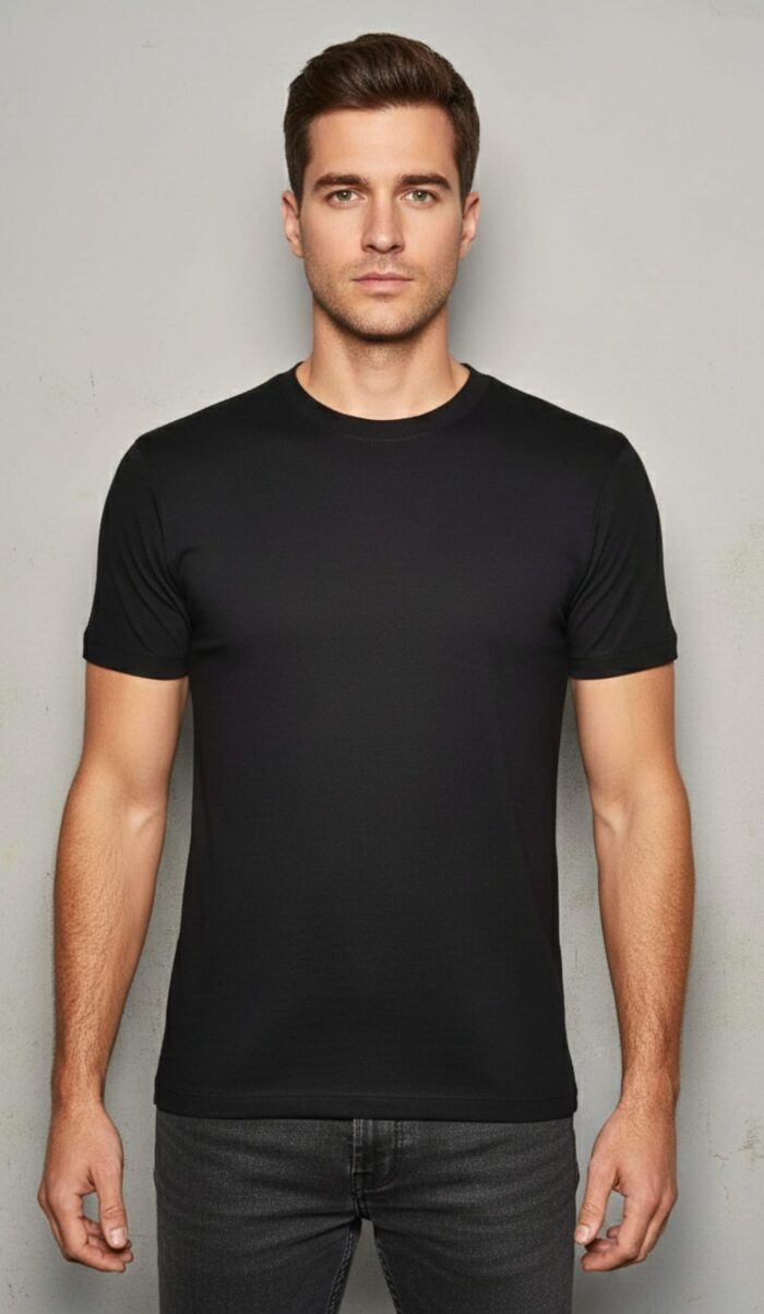 Men’s Winter Diamond Round Neck Undershirt Half Sleeves (Black) Softyknitwear