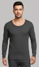 Men’s Soft-Velvet Fleece Warmer Shirt Full Sleeves(Cream+Black) - Image 2