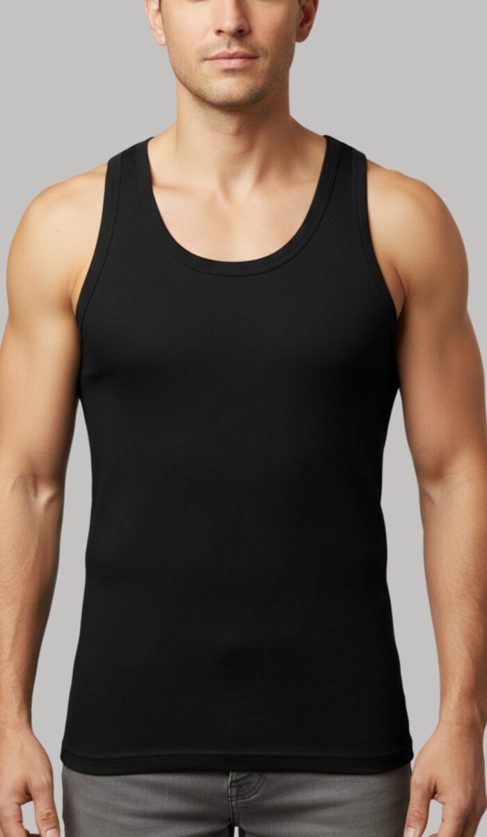 Men's Summer King Vest Sleeveless (Black) (Pack of 3) - Image 2