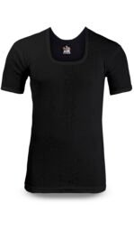 Men’s Rib (CD-60) Vest Half Sleeves (Black) (Pack of 6) - Image 2