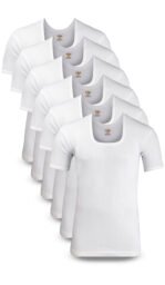 Men’s Rib (CD-60) Vest Half Sleeves (White) (Pack of 6)