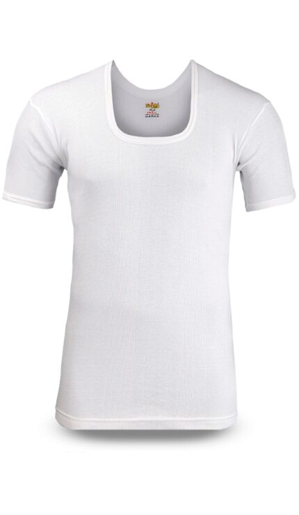 Men’s Rib(CD-60) Vest Half Sleeves White Softyknitwear