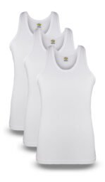 Men's Summer King Vest Sleeveless (White) (Pack of 3)