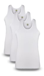 Men's Summer King Vest Sleeveless (White) (Pack of 3)