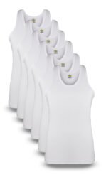 Men's Summer King Vest Sleeveless (White) (Pack of 6)