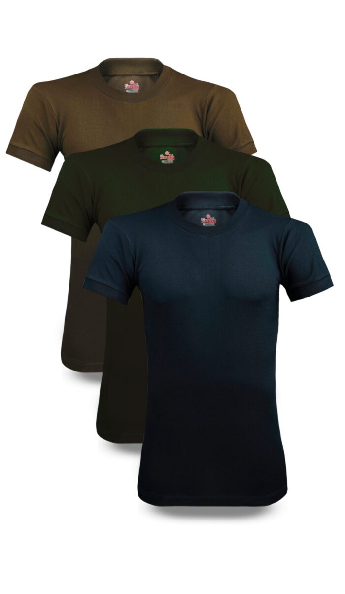 Men’s Winter Diamond Round Neck Undershirt Half Sleeves (Multicolor) (3 Pack) - Image 2
