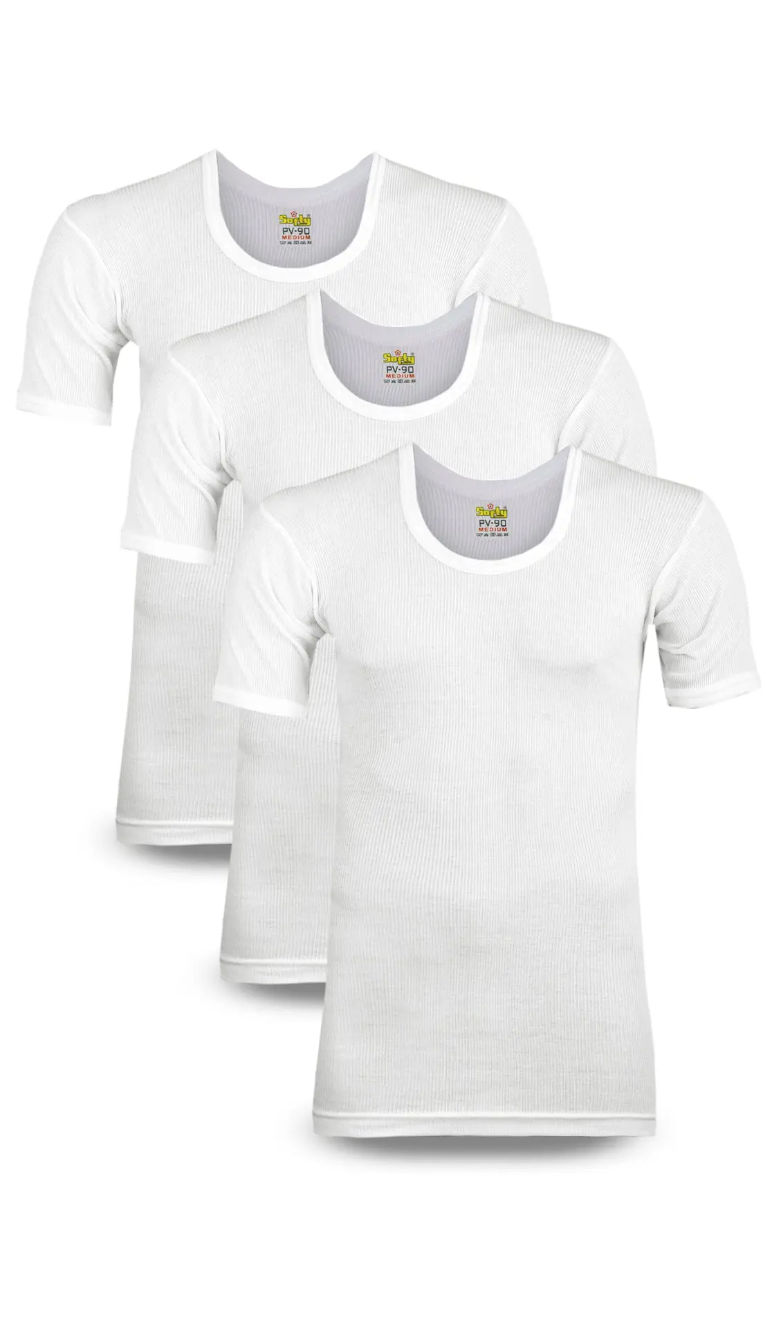 Men’s Rib (PV-90) Vest Hlaf Sleeves Pack of 3 Men’s Rib (PV-90) Vest Hlaf Sleeves (Pack of 3) - Image 1