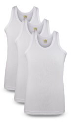 Men’s Rib (PV-90) Vest Sleeveless (white) (Pack of 3)