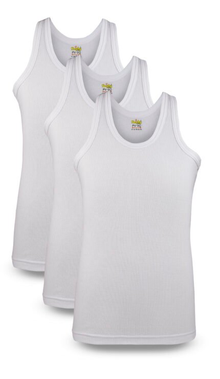 Men’s Rib (PV-90) Vest Sleeveless (white) (Pack of 3)