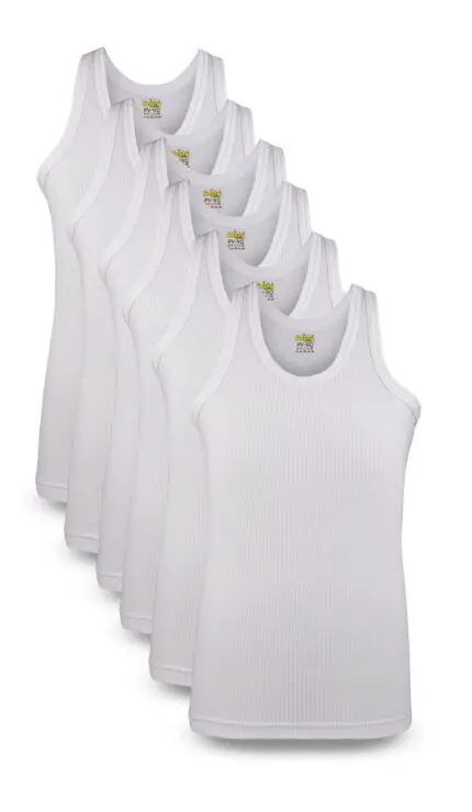 Men’s Rib (PV-90) Vest Sleeveless (white) (Pack of 6)